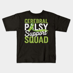 Kids Cerebral Palsy CP Awareness Support Squad Green Ribbon Kids T-Shirt